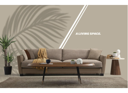 Sofa 3 Sitzer Dreisitzer Modern Stoff Beige Sofas Design Wohnzimmer