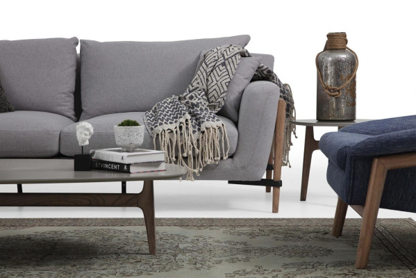 Sofagarnitur 3 Sitzer Sessel Dreisitzer Stoff Sofas Modern Design Grau