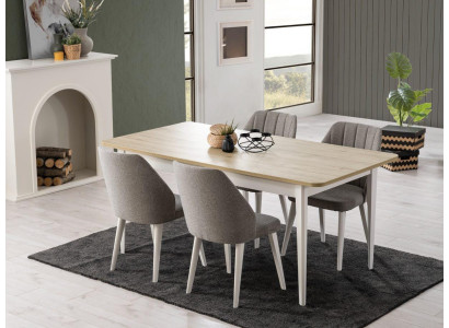 Essgruppe Garnitur Esszimmer Esstisch Set 7tlg Esszimmer Weiß Holz