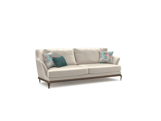 Modern Komplett 2x Dreisitzer Sofa Weiß Textil Wohnzimmer Design Sofas Couch