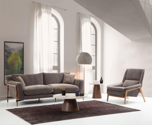 Viersitzer Sofa 4 Sitzer Stoff Sofas Modern Design Wohnzimmer Grau 