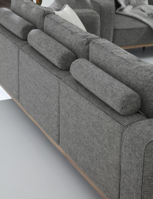 Sofagarnitur 2 Sitzer Sessel Zweisitzer Stoff Sofas Modern Design Grau