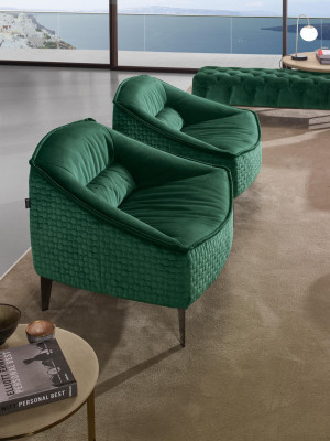 Sessel Einsitzer Luxus 1Sitzer Polster Sitz Designer Textil Sitz Stoff Moderne