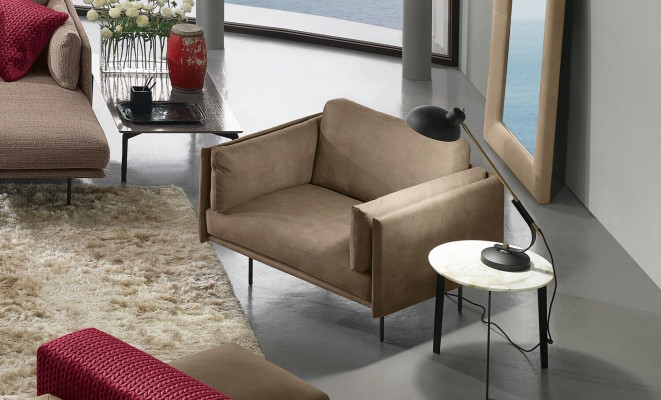 Design Sessel Grau Polster Leder Modern Wohnzimmer Luxus Holz Möbel Relax Neu