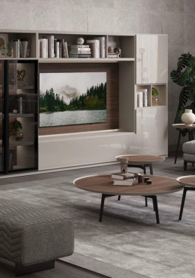 Große Wohnwand Glastüren Wohnzimmermöbel Moderne Wohnwände Möbel Schrank
