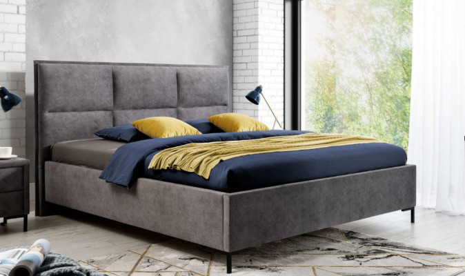 Schlafzimmer Set Grau Bett Elegantes 2x Nachttische Komplett Set Schön 3tlg.