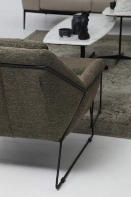 Moderner Grüner Sessel Cocktailsessel Ohrensessel Wohnzimmermöbel Design
