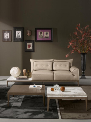  Luxus Garnitur Sofagarnitur 2+1 Sitz Sofa Sofas Sessel Leder 2tlg. PRIANERA