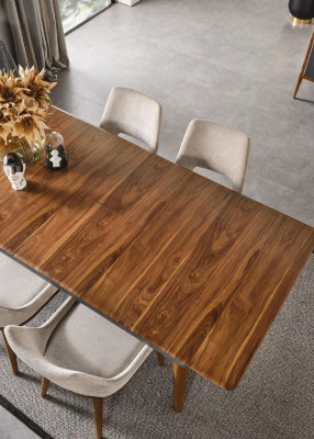 Stuhl Esszimmer Moderne Holz Luxus Stoff Design Neu Polster Beige