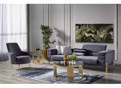 Sofagarnitur 3+1 Sitzer Set Design Polster Couchen Moderne neu Blau