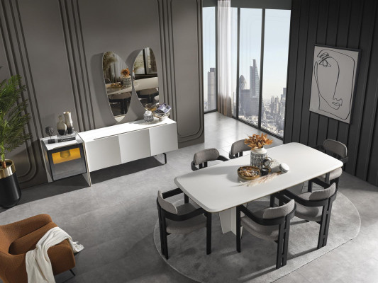 Modern Wohnzimmer Anrichte Spiegel Holz Möbel Luxus Stil Modern 2tlg neu