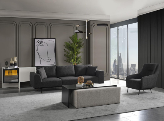 Wohnzimmer Sessel Modern Polster Design Textil Neu grau Luxus Lounge Club