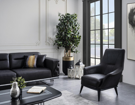 Wohnzimmer Ohrensessel Sessel Design Schwarzer Club Lounge Praxis