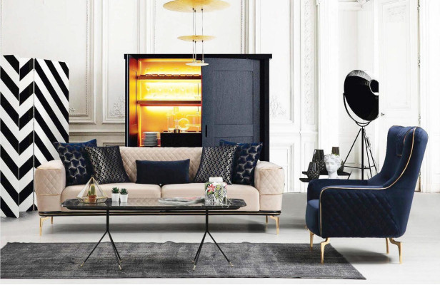 Sofagarnitur Sofa Luxus Sessel Sofas Dreisitzer 3+3+1 Sitzer Garnitur Modern