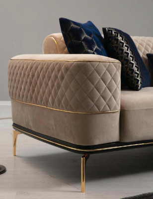 Garnitur Sofagarnitur Sofa Sofas 3+1 Sitzer Sessel Stoff Holz Modern Polyester