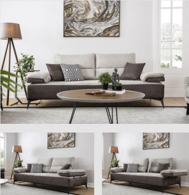 Luxus Dreisitzer Moderne Couch Möbel Grau Couchen Klassische Sofas Stoff Textil
