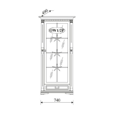 Klassische Vitrine Vitrinenschrank Vitrinen Glasschrank Schrank Kolonial OW1A 