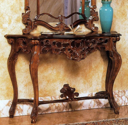 Konsole + Spiegel Designer Konsolentisch Holz Tisch Konsole Luxus Set 2 tlg.