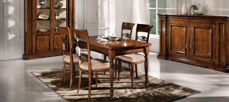 Esszimmer Set Garnitur Stühle 4x Vitrine Gruppe Essgruppe Vitrinen 7tlg. Kommode