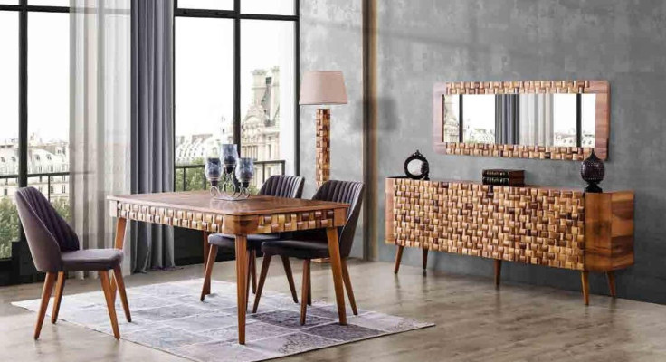 Esszimmer Set Anrichte Esstisch 4x Stuhl Garnitur Tisch Gruppe 7tlg. Sets Modern