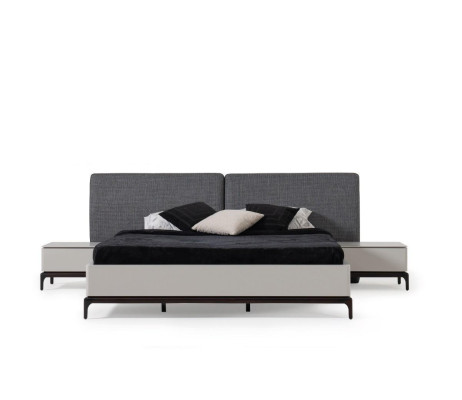 Bett Polster Design Luxus Doppel Hotel Betten Holz Möbel Hellgrau Loft
