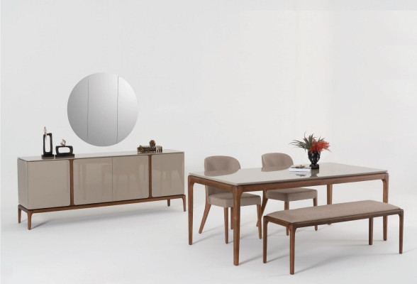 Wohnzimmer Anrichte Holz beige Stil Modern Sideboard Schrank xxl