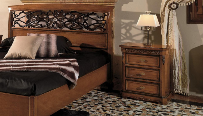Schlafzimmer Möbel Garnitur Set Italienische Möbel Nachttisch Massives Holz 3tlg