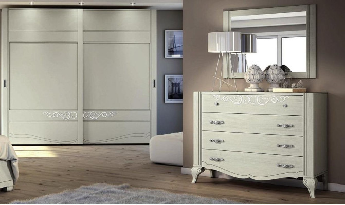 Kommode Spiegel Schrank Kommoden Regal Konsole Möbel Holzschrank Italy Set 2tlg.