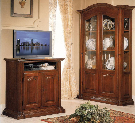 Vitrinen Glas Wohnzimmer Schrank Echtholz Vitrine Möbel Anrichte Massive Holz