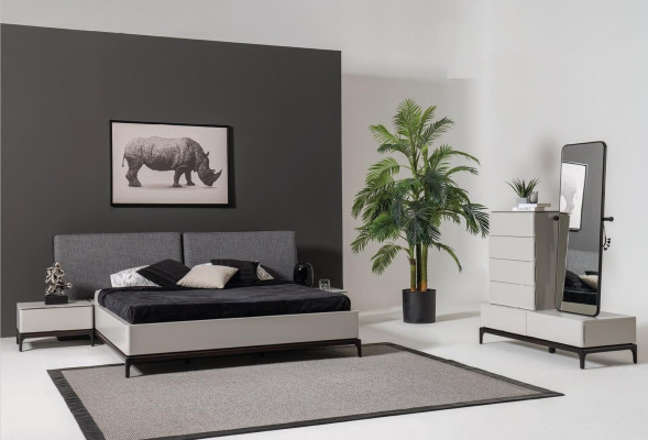 Modern Luxus Schlafzimmer Set Bett + 2x Nachttisch Hotel Möbel Betten Loft