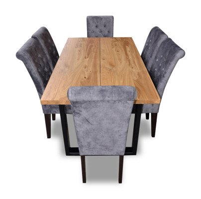 Modern Esstisch Tisch Holz Esszimmer Garnitur 6x Stuhl Set Stühle 7 tlg Set neu
