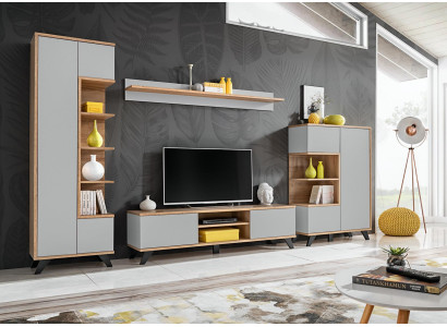 Wohnzimmer Set Bücherregal TV-Ständer Wandregal Wohnwände Holz Möbel Set 4tlg.