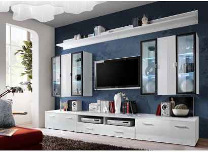 Wohnzimmermöbel Set Designer Wohnwand Einrichtung Wandschrank Weiß