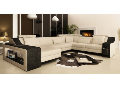 Moderne Wohnlandschaft Polster Ecksofa Sofa Couch Eck Garnitur Textil