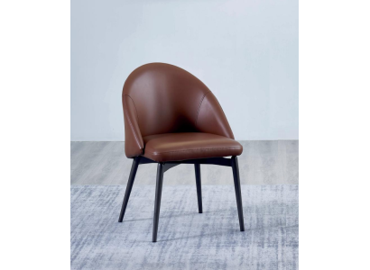 Brauner Lederstuhl Designer Einsitzer Moderne Esszimmer Holz Stühle
