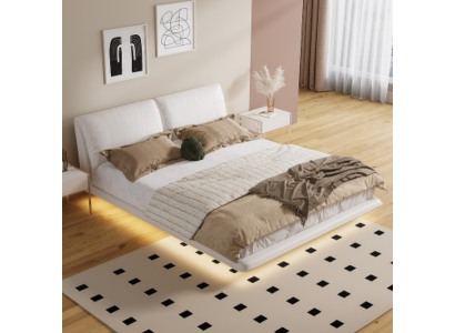 Weißes Schlafzimmer Bett Designer Textilbetten Luxus Holz Doppelbetten