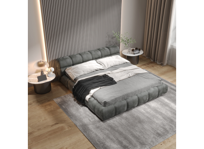 Niedriges Graues Schlafzimmer Bett Designer Doppelbett Moderner Stil