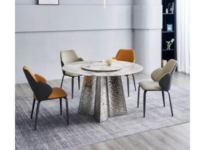 Moderne Essgruppe Designer Esstisch 4x Kunstlederstühle Luxus 5tlg Set