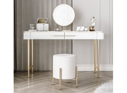 Weißer Schminktisch Designer Kosmetiktisch 2x Schubladen Frisierkommode