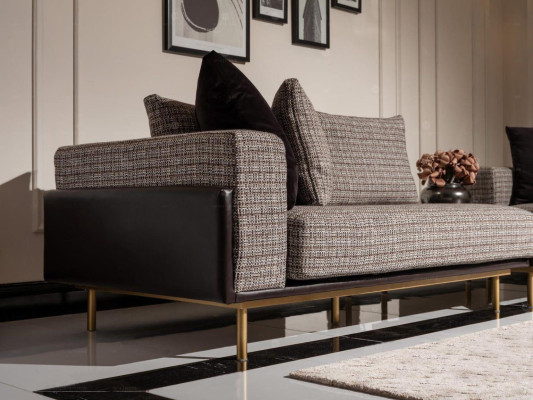 Wohnzimmer Garnitur Sofa Couchtische 5tlg Stoffsofa Grau Holz Set