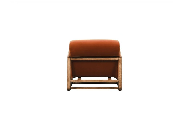 Sessel Einsitzer Sitzer Orange Holz Wohnzimmer Relaxsessel Design