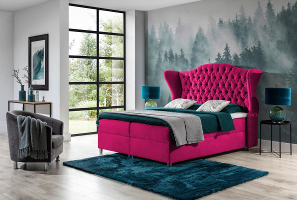 Chesterfield Boxspring Betten Hotel Bett Schlafzimmer Samt Velvet Luxus Möbel