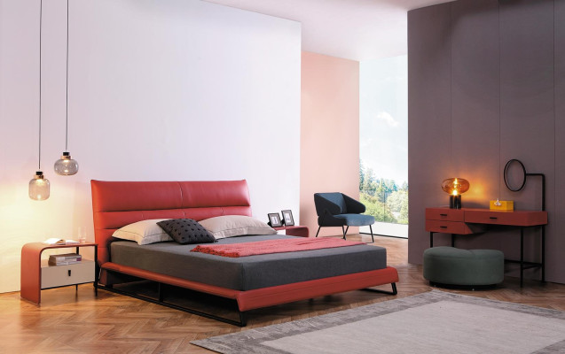 Bett Polster Design Luxus Deko Doppel Hotel Betten Schlaf Zimmer Leder