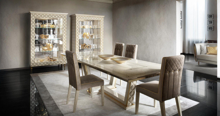 Esszimmer + 6 Stühle + Kommode Spiegel 2x Vitrine Esstisch 11tlg. Set Garnitur