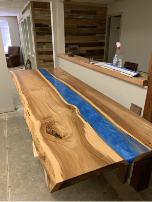 Esstisch tische epoxid harz epoxy tisch wasserfall echtes holz massive möbel