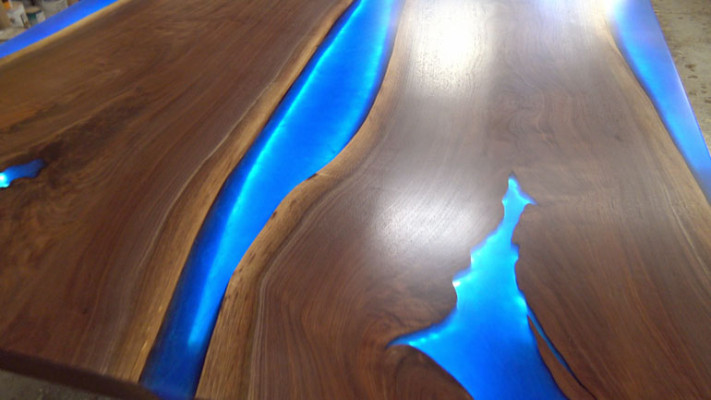 Esstisch River Table Echtes Holz Flusstisch 260x110 Massive Tische