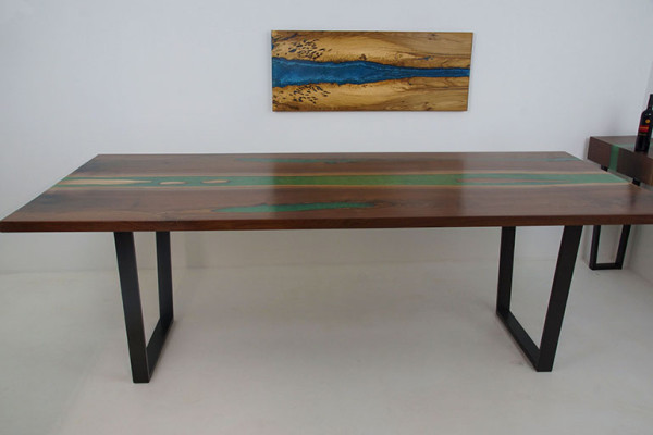 Esstisch River Table Massiv Tische 240x100 Flusstisch Epoxidharz Meer Waterfall