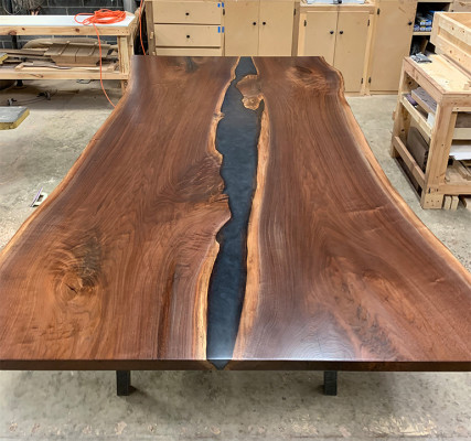 Flusstisch Esstisch River Table Massiv 240x100 Epoxidharz Meer Waterfall
