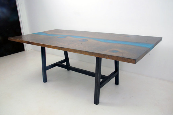 Epoxidharz Esstisch River Table Echtes Holz Massiv Tische 220x100