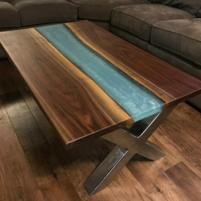Couchtisch River Table Epoxidharz Massiv Tische 120x60 Flusstisch